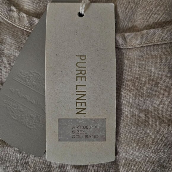 Bellambra Women's Sand Color 100% Pure Linen Short Sleeve Blouse Size Large NWT - Picture 8 of 14